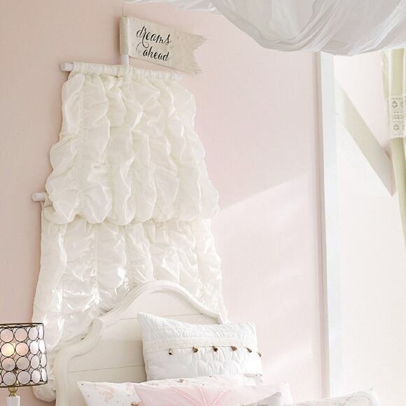 Pottery Barn Dreams Ahead Sail Canopy Bed Headboard White Boat Sailboat NEW